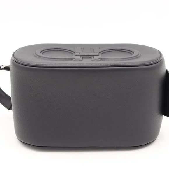 NWT Salvatore Ferragamo Men's Black Leather Double Gancio Dopp Kit Toiletry Bag - Picture 6 of 7